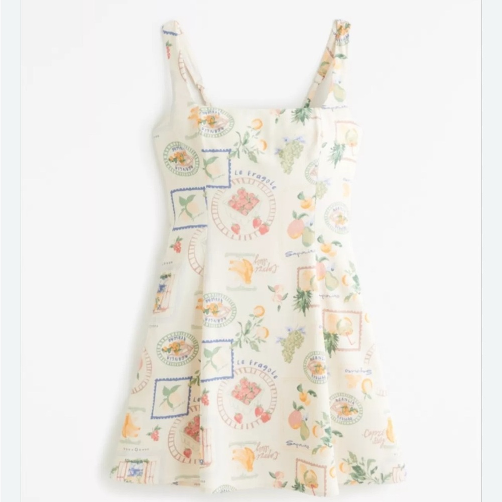 Abercrombie Cream Floral & Fruit Print Italian Sundress